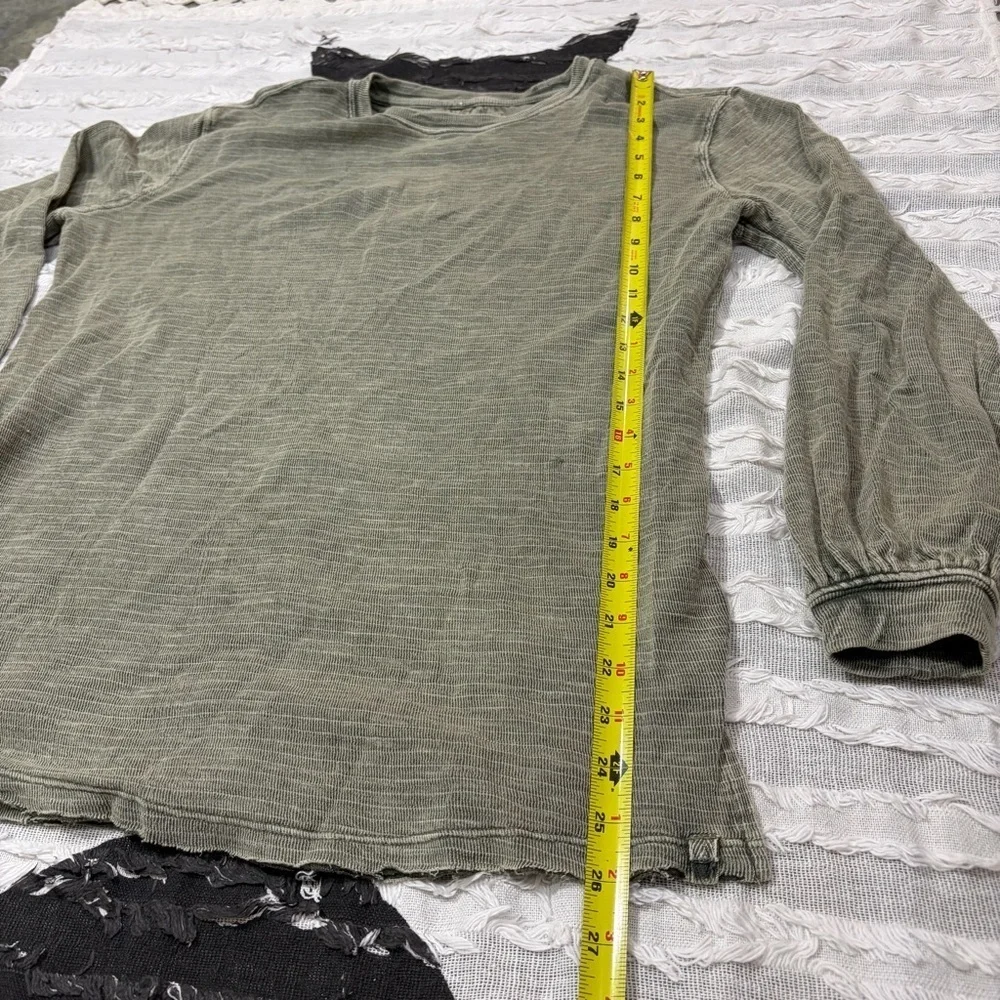 We The Free Distressed Womens Cotton Blend Gauze Shirt Green Sz XS Boho Casual